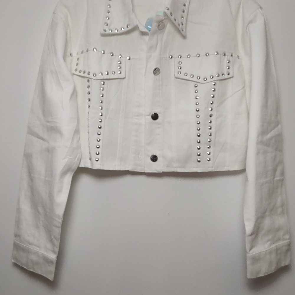 Studded White Denim Jacket